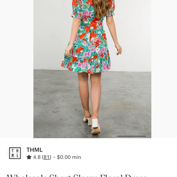 THML Women's Floral Mini Dress - Red and Green - Picture 3 of 9